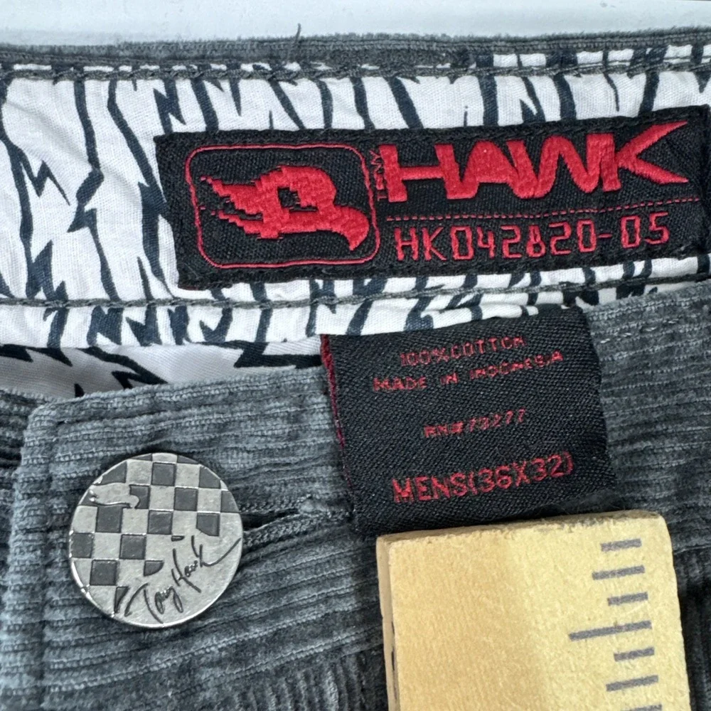 Tony Hawk Pants Mens 36x32 Dark Gray Corduroy Baggy Skater Y2K Loose 100% Cotton